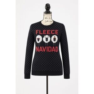 Cozy Zoe Black “Fleece Navidad” Christmas Sweater Size XS Holiday Pullover